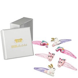 HAARallerliebst Hair Clips Set (6 Pieces | Glitter Butterflies | Colourful) for Girls with Storage Box (Rainbow - White)