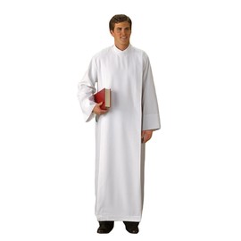 Trinity Church Supply Front Wrap Alb Christian Church Wear Catholic Pastor Clergy Vestment, White Color, Size - Small