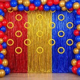 Hedgehog Birthday Party Decoration, 3 Pack Gold Red and Blue Cartoon Animal Party Supplies 3.3 x 6.6ft