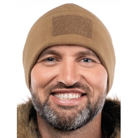 2SBR 2SABERS Tactical Winter Fleece Beanie with Patch Panel – Skull Watch Cap Hat Army