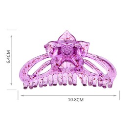 4.3 Inches Large Crystal Plastic Hair Claw Flower Pattern Chic Styling Large Hair Claw Clamps Jaw Clip for Women and Girls Hair Barrettes for Medium or Long Hair (Purple)