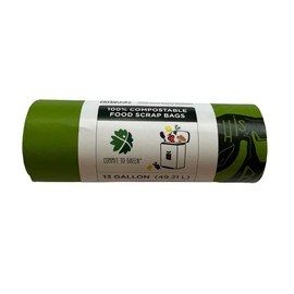 COMMIT TO GREEN 13 Gallon Compostable Trash Liners - 20 Count, Super Strong, Perfect for Food Scraps and Kitchen Trash Bins.
