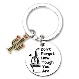 Inspirational Cactus Keychain Gifts for Women Men Wife Birthday Christmas Gift for DaughterSisters Niece Encouragement Gifts for Bff Girlfriend Don't Forget How Tough You Are Cactus Charms Keychains