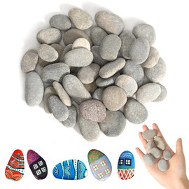 40 Pieces Stones for Painting, 1-3 cm Painted Pebbles, Smooth Pebbles for Painting, Beach Pebbles, Gravel Decorative Stones, Natural Stone, DIY Aquarium Stones for Colourful Painting Decoration