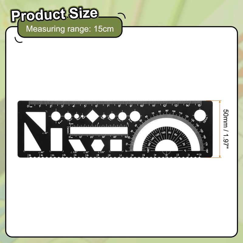 sourcing map 3pcs Multifunctional Geometric Rulers 15cm Metric and SAE