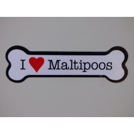 I Heart (Love) Maltipoos Dogs Dog Bone Car Fridge Magnet 2"x7" NEW Waterproof