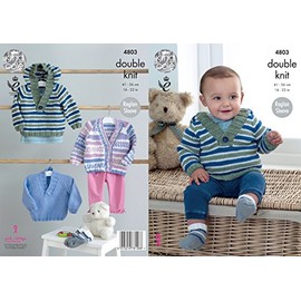 King Cole 4803 Knitting Pattern Hoody Sweater Cardigan Socks in King Cole Cherish & Cherished DK