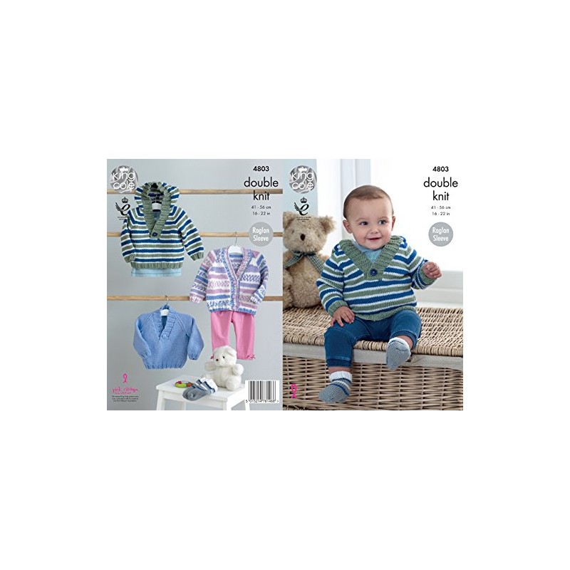 King Cole 4803 Knitting Pattern Hoody Sweater Cardigan Socks in