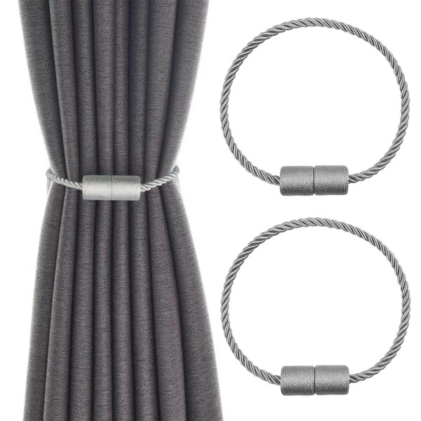 Girihe 2 PCS Magnetic Curtain Tiebacks, Curtain Holdbacks with Braided