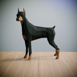 Yona DIY Doberman Papercraft kit, Abstract Low Poly Animal DIY kits, Home decor, kids crafts kits, Gift, origami 3D, paper trophy,3D Puzzle, Paper sculpture, Papercraft set for adults