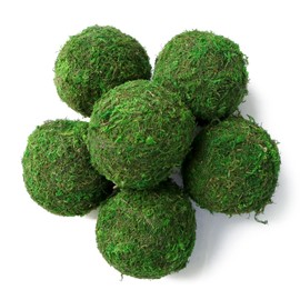 GARNETIN Natural Green Moss Decorative Ball,Handmade (3.5"-Set of 6)