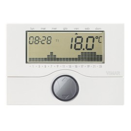 Vimar 01910 Elektronischer Uhrenthermostat für die ON/OFF-Raumtemperaturregelung (Heizung und Klimaanlage), Tages/Wochenprogrammierung, Stromversorgung über Akkus AA LR6 1,5 V (nicht mitgeliefert)