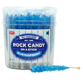 Extra Large Rock Candy Sticks: 36 Blue Raspberry Lollipop - Individually Wrapped Blue Crystal Rock Candy Sticks - Espeez Candy for Candy Buffet, Birthdays, Weddings, Receptions, Bridal and Baby Shower