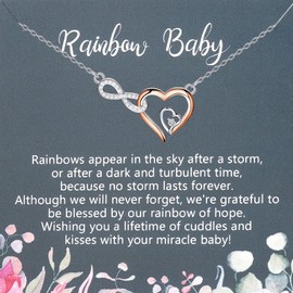 PLITI Rainbow Baby Necklace Miscarriage Gift Loss Of Baby Sympathy Jewelry Memorial Gift Infinity Heart Pendant For Women (Rainbow Baby inheartU)