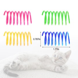 Shudyear Pack of 32 cat Coil Springs for Indoor Cats, Colourful and Durable Plastic Spring coils to Attract Cats, Chewing, Hunting, Interactive Toys for Cats and Kittens (32pc)