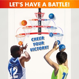 Over-The-Door Basketball Hoop - Mini Hoop Race Basketball Gift | Wall-Mounted ‎Door Mount, Party Family Game Night