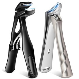 Heavy-Duty Toenail Clippers for Seniors – Large Ingrown Toenail Cutter for Thick Nails, Wide Opening Design, Perfect Christmas Stocking Stuffer Gift for Men - Color: Black Angled Head&Silver Slanted Nail Clippers
