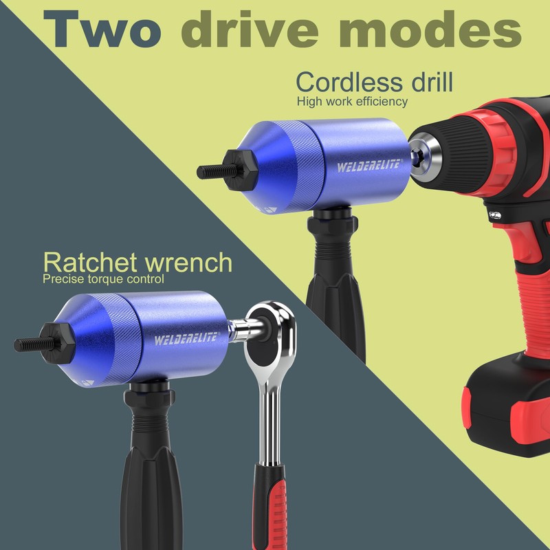 WelderElite Rivet Nut Drill Adapter Kit - Dual Drive Modes:
