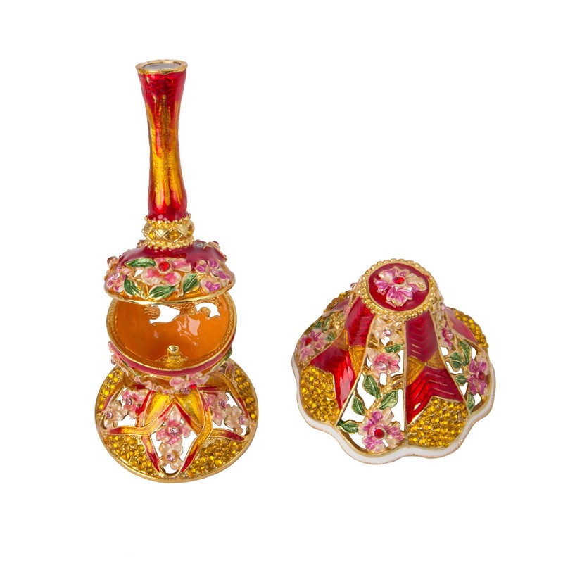 QIFU Vintage Table Lamp Style Enamel Trinket Box Hinged, Unique