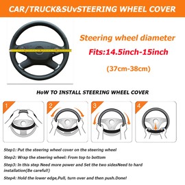 BESULEN 15 Inch Carbon Fiber Car Steering Wheel Cover, Breathable Anti-Slip Automotive Steering Wheel Covers, Car Interior Accessories for Men and Women, Fit for Most Vehicles, Trucks, SUV（Purple）