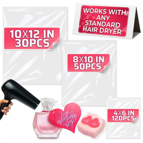 PalaYou 200Pcs Heat Shrink Wrap Bags C 3 Sizes 4x6"