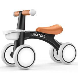 Umatoll Bicicleta de Equilibrio para Bebés de 1 año Niños y Niñas, Bicicleta Sin Pedales con Asiento Ajustable, Regalo de Primer Cumpleaños, Juguete para Bebé 12-24 Meses, Cesta Extraíble, Negro