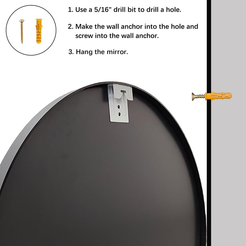 Sunniry Black Circle Mirror, Round Bathroom Mirror 20 inch, Round