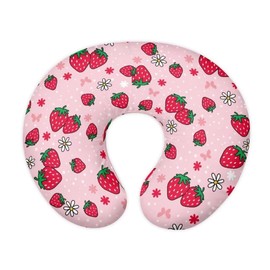 TSVAGA Nursing Pillow Cover Girls Strawberry Breastfeeding Pillow Cover for Baby Snug Fits Newborn Nursing Pillow Case, Super Soft Breathable