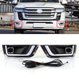 ECAHAYAKU Front Fog Lamp Compatible with Toyota Land Cruiser LC300 2022 2023 Daytime Running Light With Amber Turn Signal Lamp LC300 Accessories body kit Modification