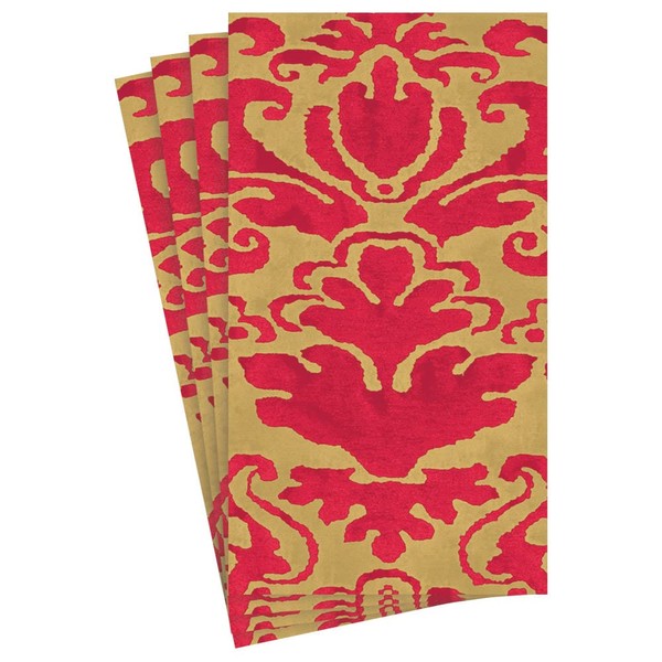 Caspari Palazzo Paper Guest Towel Napkins in Red, Two Packs of 15