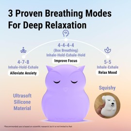 Breathing Pal 'Ollie'- Squishy Mindfulness Visual Breathing Guide, 3 Breathing Modes with Night Light, Proven Anxiety Relief Items for ADHD/Meditation, Calm Down Corner Supplies, Sensory Items for Classroom, Self Care Relaxation for Adults & Kids