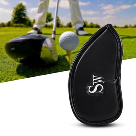 Nikou Golf Club Covers for Putters, 12-Piece Club Head Covers Cover Sleeve Golf Iron Putter, PU Leather Cover Protection Set with Number of Print (Black)