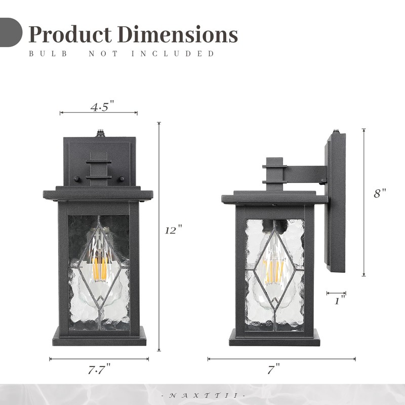 NAXTTII Exterior Lighting Fixtures Black Outdoor Porch Lights Wall Mount