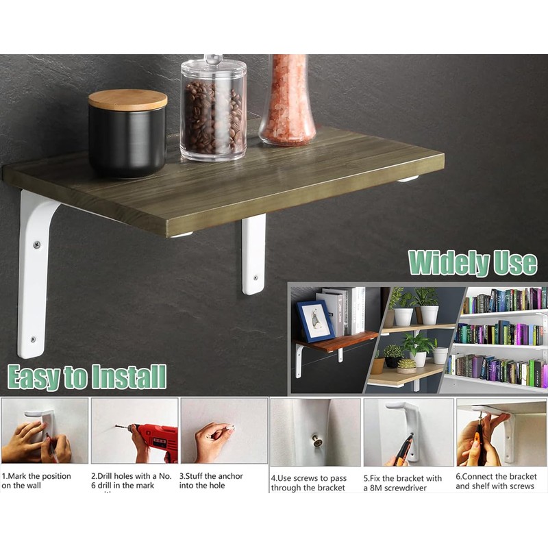 ZiYuya 4PCS Shelf Bracket, Right Angle Corner Brackets Heavy Duty
