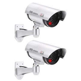 2 x Professional Surveillance Cameras Dummy Outdoor Cameras Dummy Camera with Lens and Blinkled Video Surveillance Goods Security