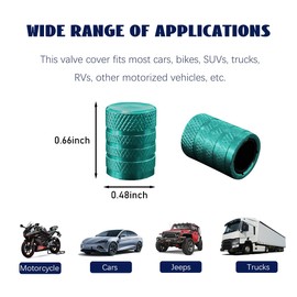 povtii 4 PCS Car Tire Valve Stem Caps, Aluminum Anti Corrosion Tire Air Caps with with Plastic Seal, Universal Leakproof Tyre Stem Cover, Car Accessories for Truck Bike Motorcycle (Green)