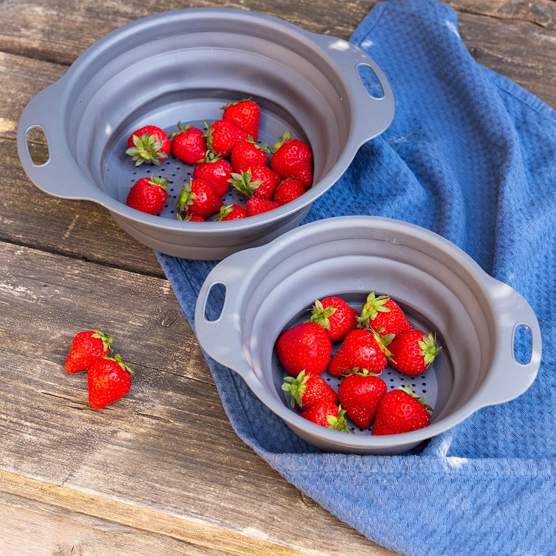 Zirbel Colander Foldable Set of 2 Pasta Strainer Space-Saving