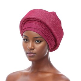 JRZXTWL Nigerian Turban African Ladies Headwear Auto Gele Headties Party Headdress (Pink)