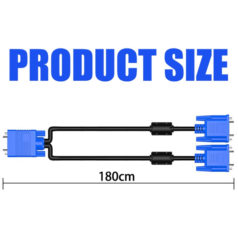 tunghey VGA Splitter Cable Dual Monitor Y Adapter Video Cord