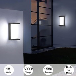 Sytmhoe Dusk to Dawn Outdoor Wall Lights, Modern LED Exterior Light Fixture,6000k Black Outdoor Wall Sconce,Ouside Light for House Porch Patio Garage Walkway Backyard Garden