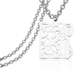 CENWA Stainless Steel Egypt Map Shape Necklace Mother of the World Pendent Necklace, Stainless Steel, No Gemstone