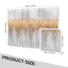 JBER Art Acoustic Panels, 6 Pack Self-Adhesive Large Wall Art Paintings for Wall Decoration, Sound Absorbing Panels for Living Room(The Golden Shore, 72×48")