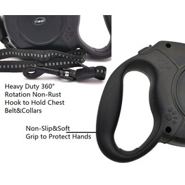 Retractable Dog Leads 26ft Pet Adjustable Leash for Small Medium Large Dogs Up to 49.8Kg (Black)