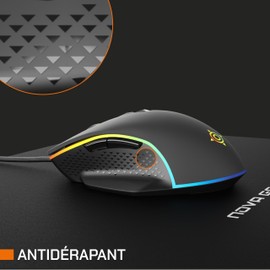 NOVA GAMING – TAURUS – kabelgebundene Gaming-Maus – ultraklarer optischer Sensor – DPI einstellbar zwischen 1200 und 7200, RGB, 13 LED-Animationen, 7 Tasten, rutschfeste Kanten, 1,5 m langes