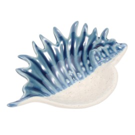 sourcing map Ceramic Jewelry Tray, Conch Vanity Tray for Women Ring Necklace, Blue/White
