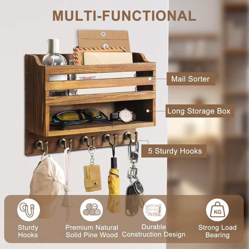 KERESUEDO Mail and Key Organizer for Wall – Key Holder