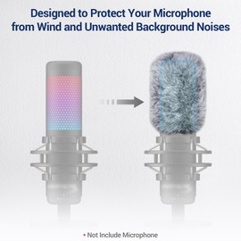 Cubilux Windscreen for Hyperx Quadcast s, MIC Wind Muff, Windshield, Dead Cat, Pop Filter, Muff Windshield Windjammer Deadcat Compatible with Hyperx Quadcast s Microphone Indoor/Outdoor Use, Gray