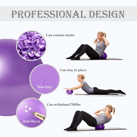 Small Pilates Ball, Therapy Ball, Mini Workout Ball, Core Ball, 9 Inch Small Exercise Ball for Pilates Yoga Workout Bender Core Training and Physical Therapy, Mini Bender Ball (Purple)