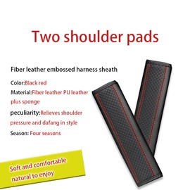 zipelo 2PCS Car Seat Belt Cover, Soft Shoulder Strap Covers Harness Pads, Safety Leather Seatbelt Comfort Driving Cushion Protect Your Neck and Shoulder Universal for Car, Truck, SUV (Black/Red)