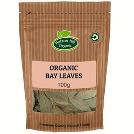 Organic Bay Leaves 100g by Hatton Hill Organic | Aromatic & Flavourful Whole Leaves for Cooking, Herbal Tea and More